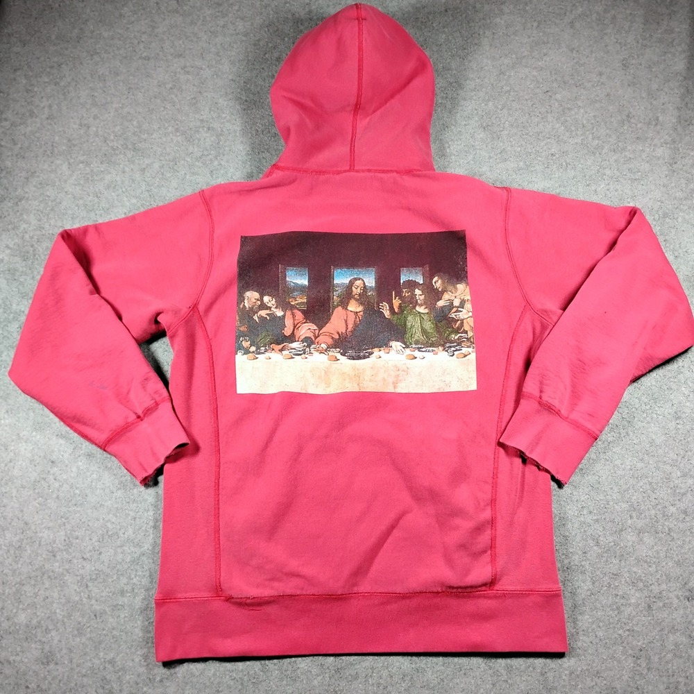 Supreme Hoodie Last Supper Logo Men's XL Red Heavyweight Pullover